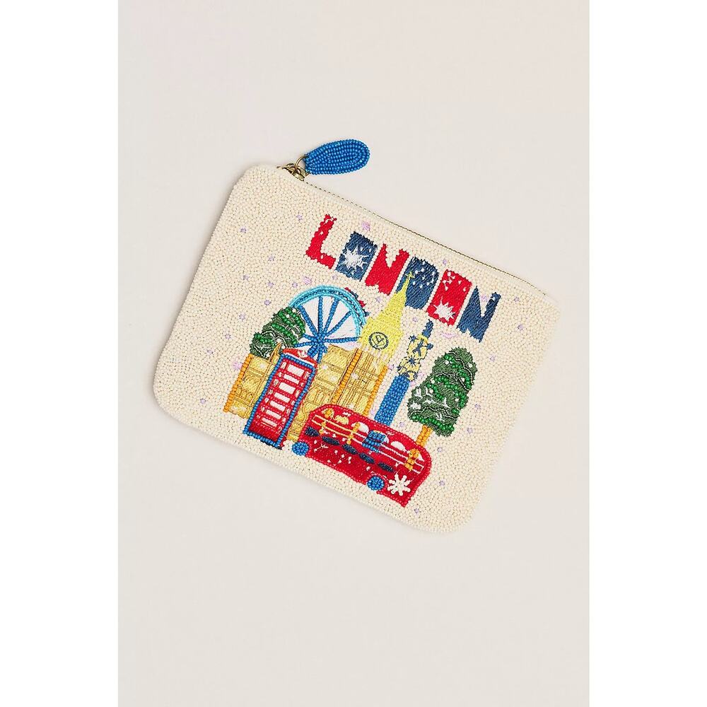 nwt ANTHROPOLOGIE x Daniella Manini Beaded City Pouch: LONDON